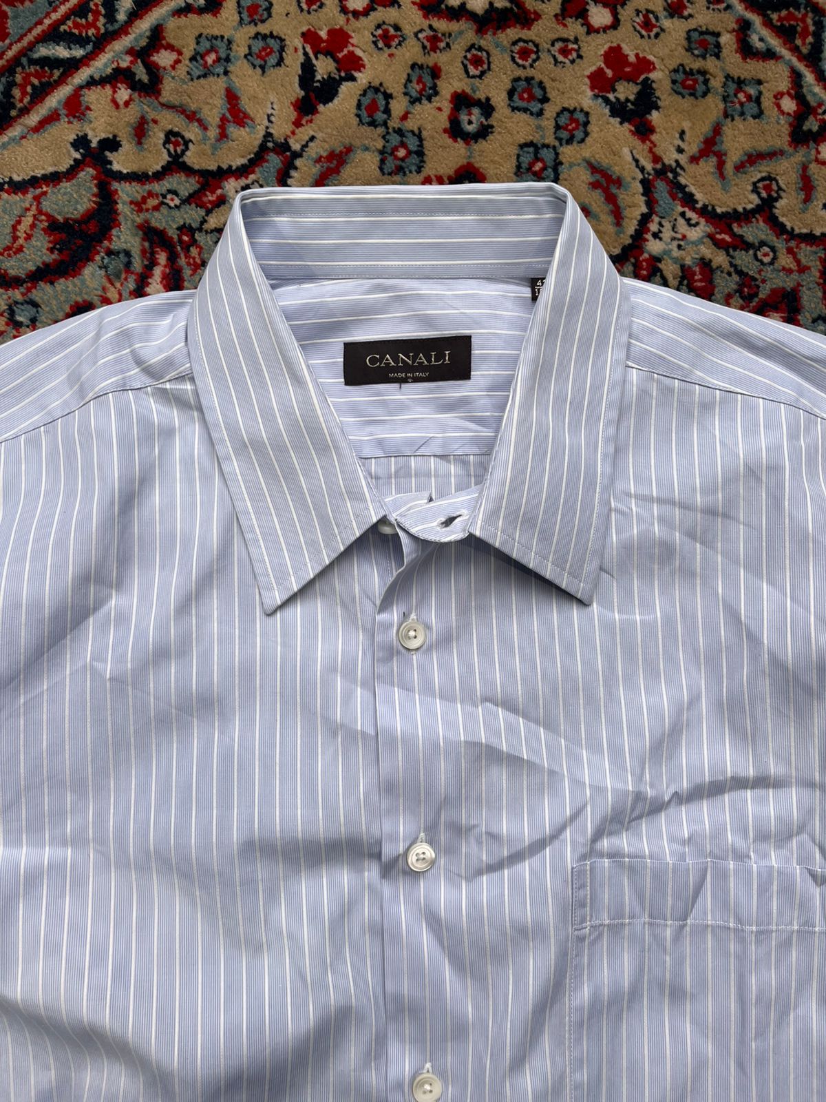 CANALI Blue White Striped BUTTON DOWN SHIRT - XL