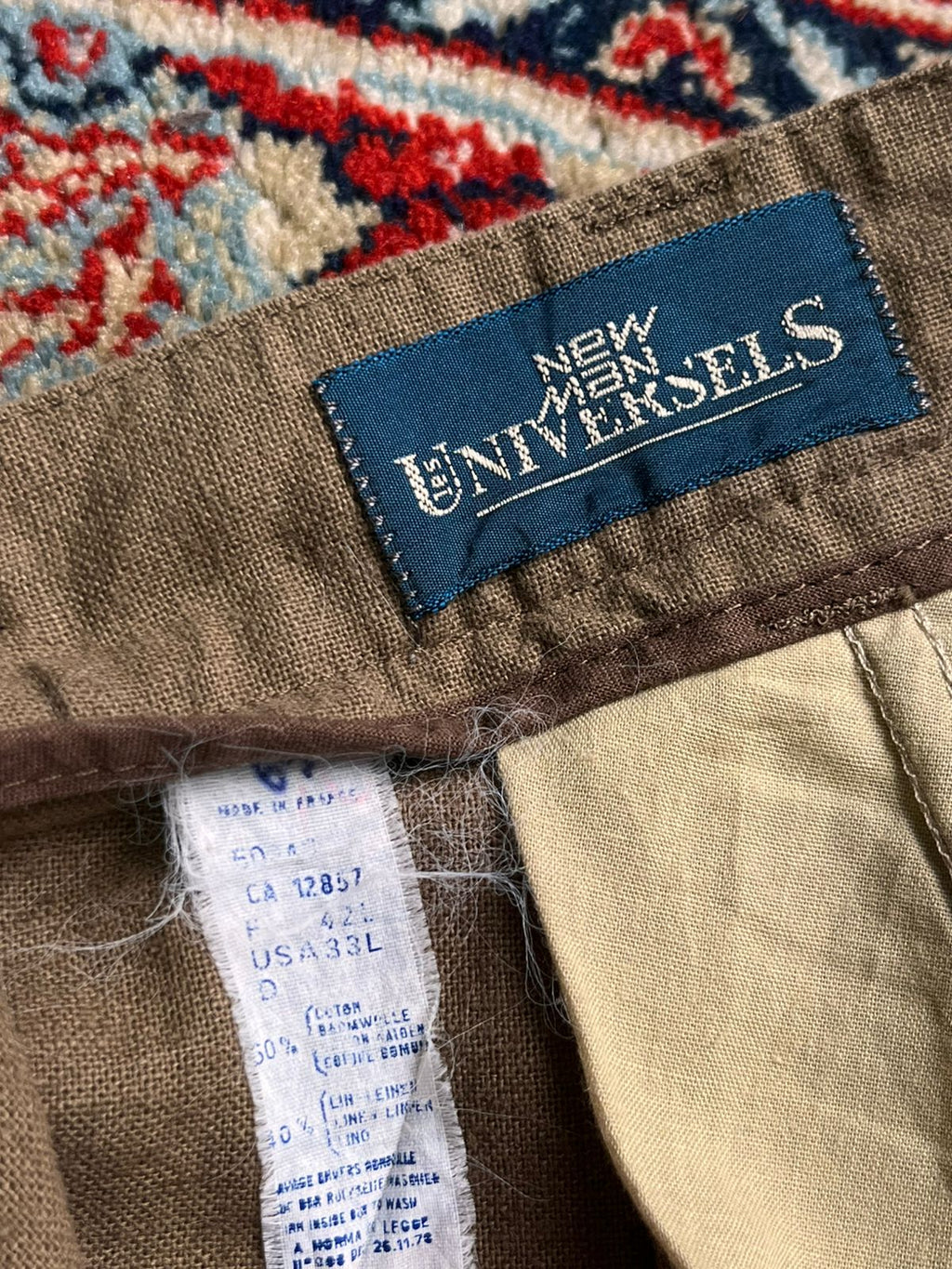 Vintage NEW MAN LES UNIVERSELS LINEN Pleated Khaki PANTS - 32