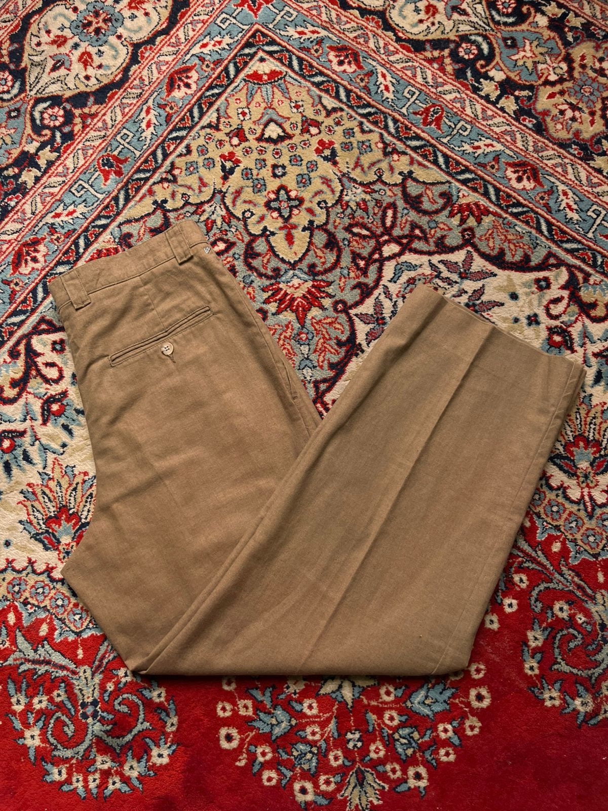 Vintage NEW MAN LES UNIVERSELS LINEN Pleated Khaki PANTS - 32