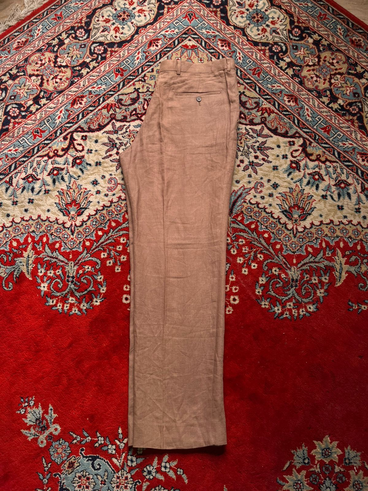 ATTITUDE Armand Thiery Linen Terracotta Brown Straight FIT Dress PANTS - 36