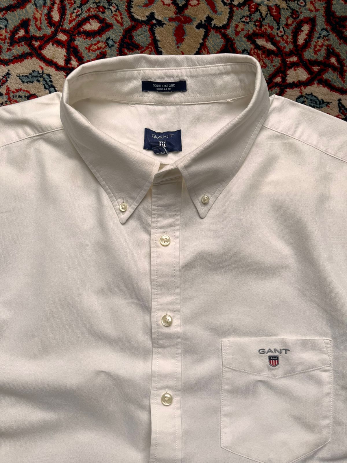 Gant Solid Oxford White Regular Fit Button Down Women Shirt - Xl