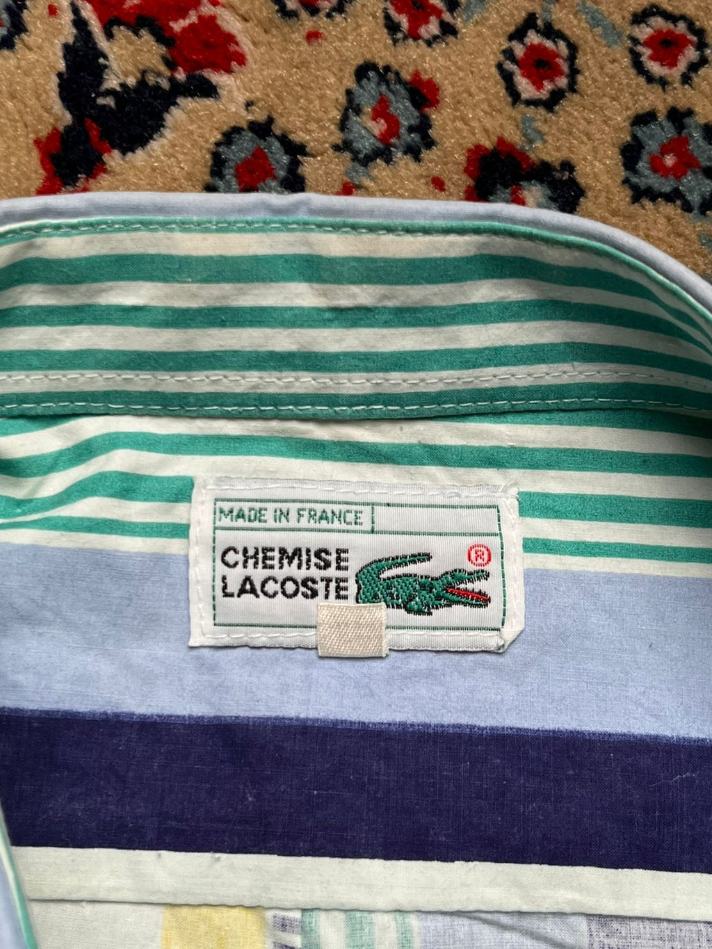 VINTAGE CHEMISE LACOSTE VERTICAL STRIPE BUTTON DOWN SHIRT - XL