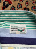 VINTAGE CHEMISE LACOSTE VERTICAL STRIPE BUTTON DOWN SHIRT - XL