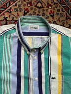 VINTAGE CHEMISE LACOSTE VERTICAL STRIPE BUTTON DOWN SHIRT - XL