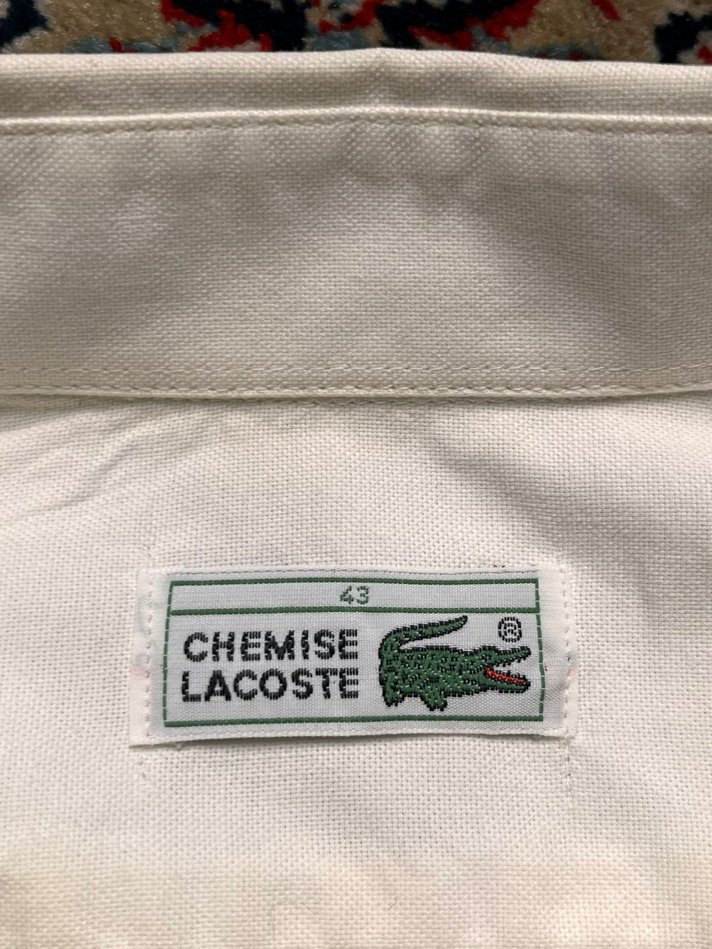 VINTAGE CHEMISE LACOSTE OFF WHITE OXFORD BUTTON DOWN SHIRT - XL