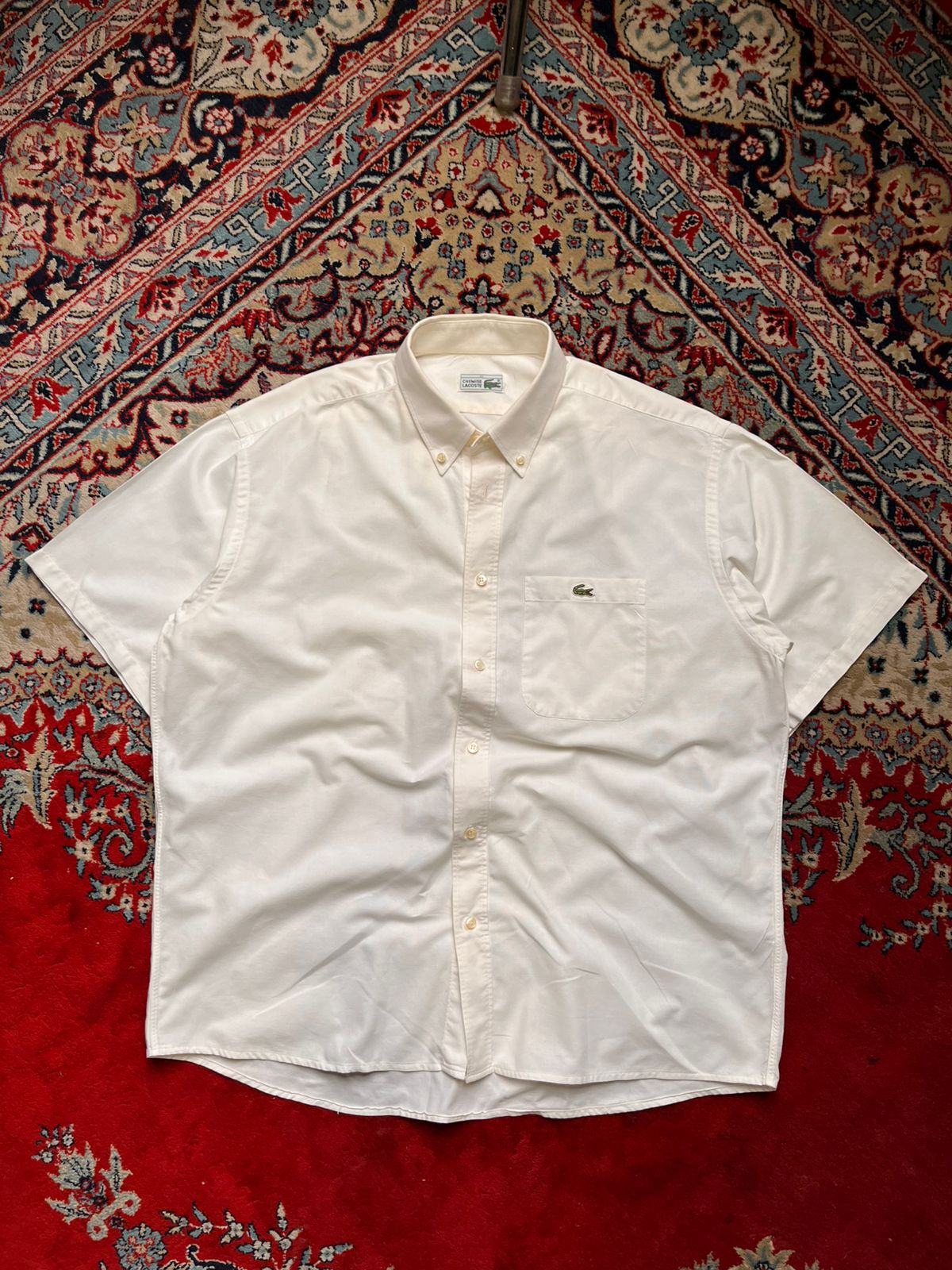 VINTAGE CHEMISE LACOSTE OFF WHITE OXFORD BUTTON DOWN SHIRT - XL