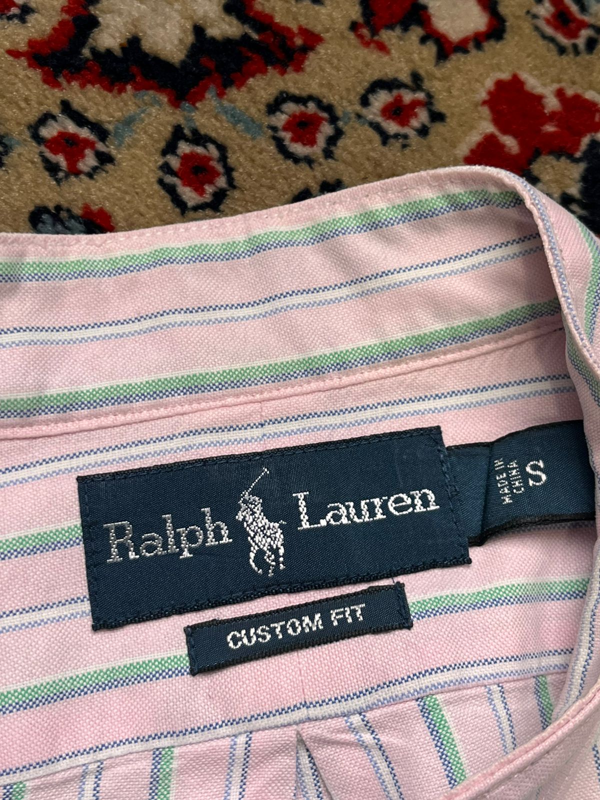 RALPH LAUREN CUSTOM FIT STRIPED BUTTON DOWN SHIRT -  M