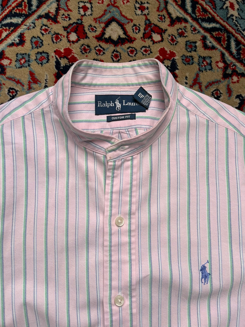 RALPH LAUREN CUSTOM FIT STRIPED BUTTON DOWN SHIRT -  M