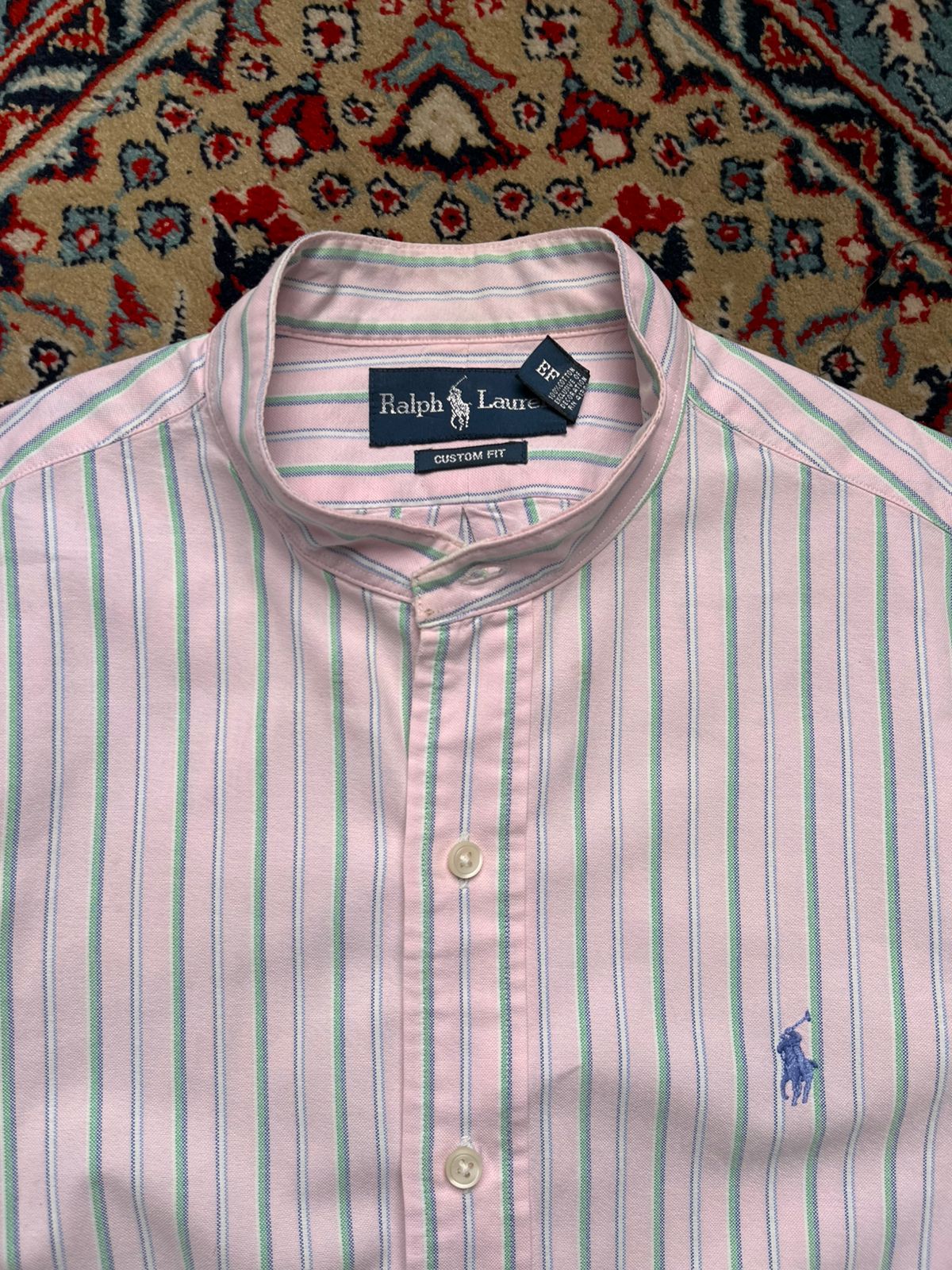 RALPH LAUREN CUSTOM FIT STRIPED BUTTON DOWN SHIRT -  M