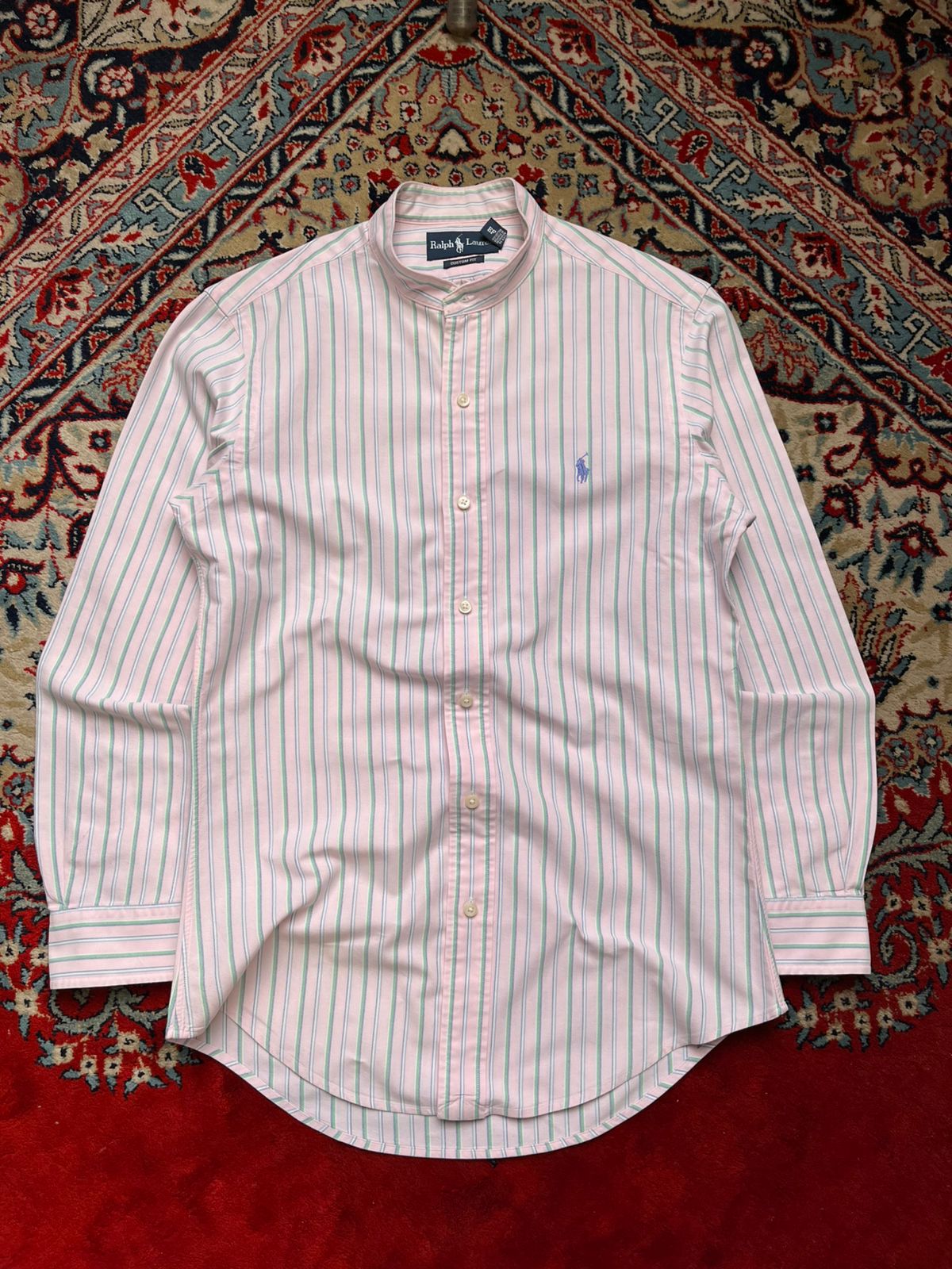 RALPH LAUREN CUSTOM FIT STRIPED BUTTON DOWN SHIRT -  M