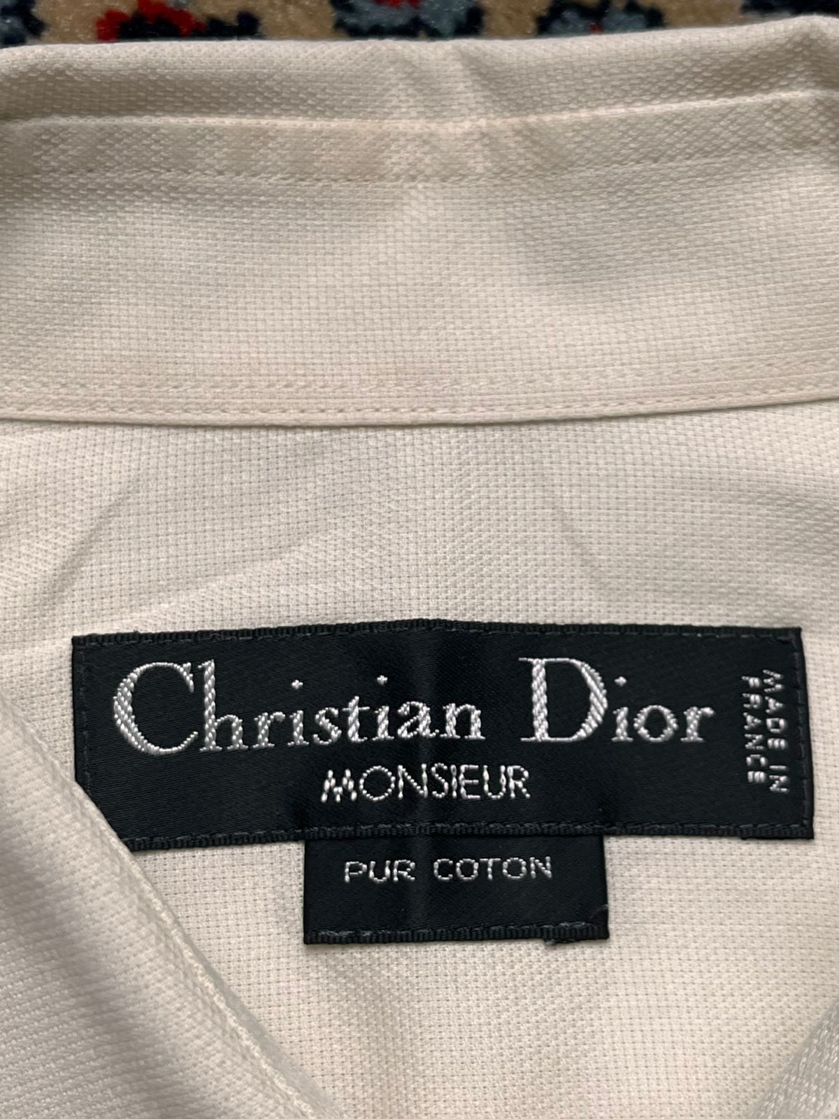 VINTAGE LATE 1980's CHRISTIAN DIOR MONSIEUR OFF WHITE BUTTON DOWN SHIRT - L