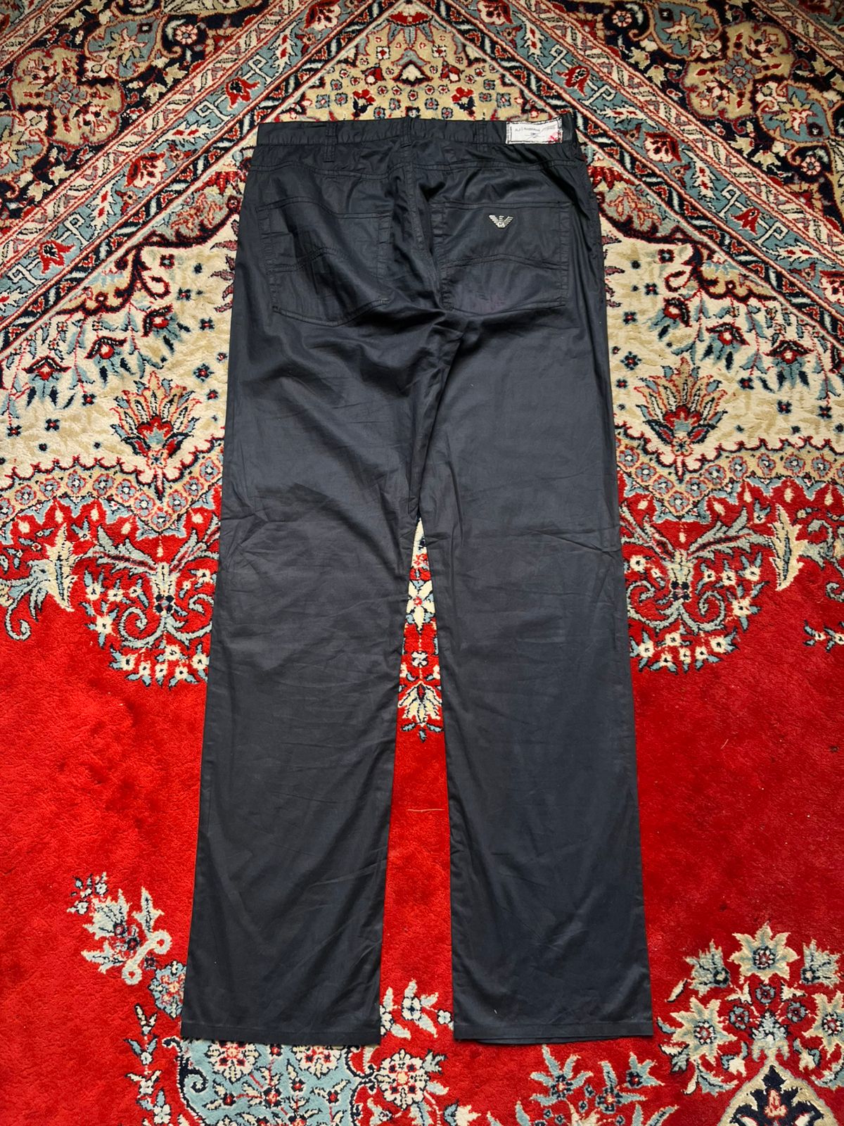 Armani Jeans Black Coated Cotton Straight FIT PANTS - 30