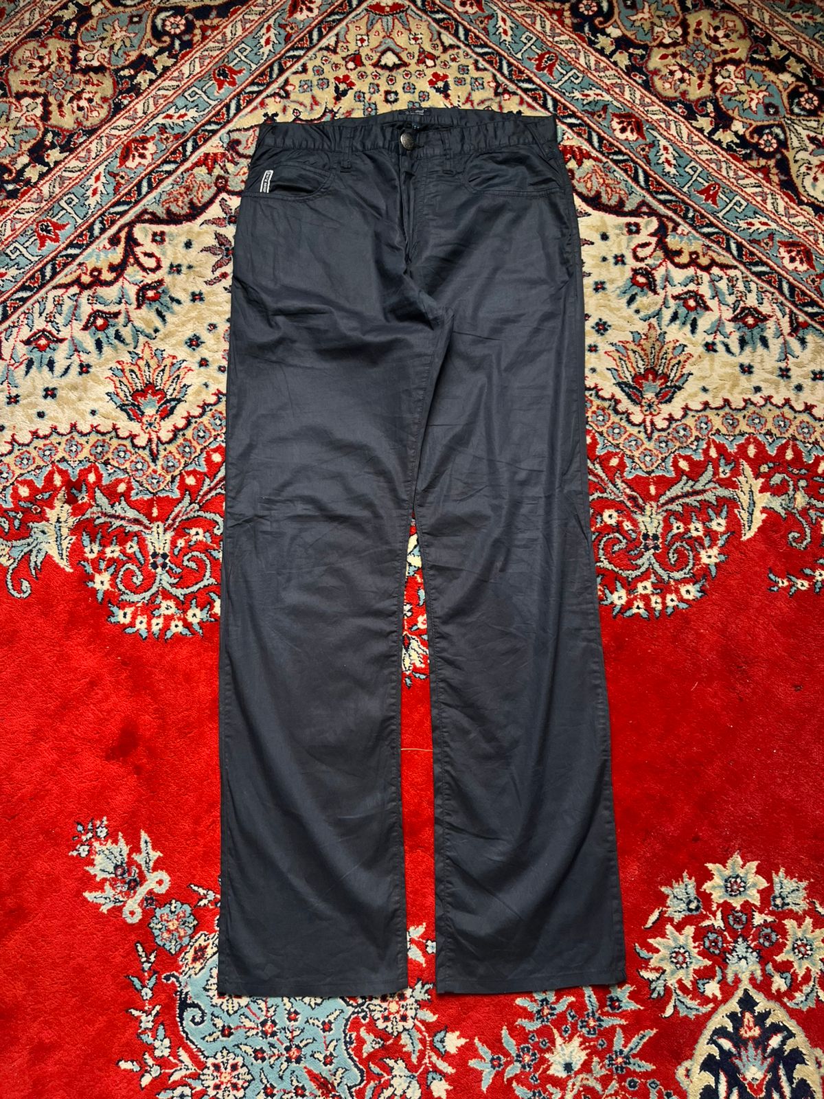Armani Jeans Black Coated Cotton Straight FIT PANTS - 30