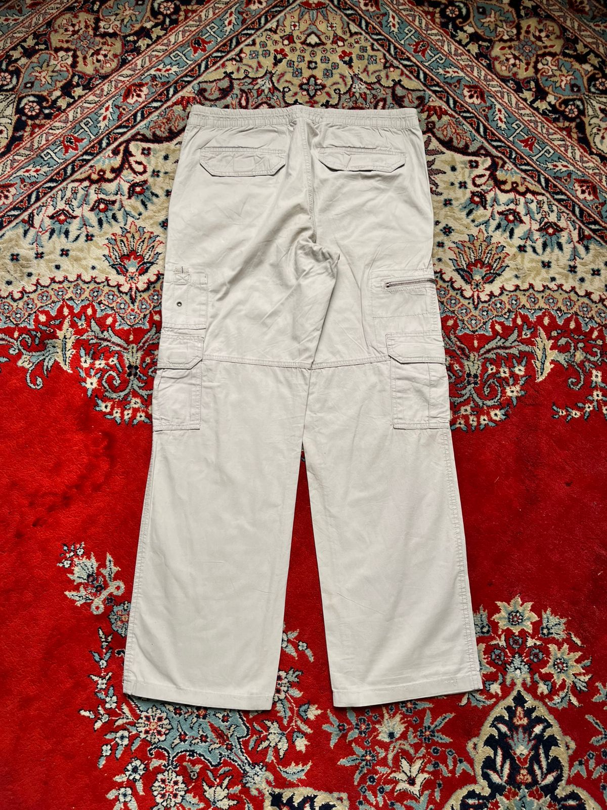 Tex Man Beige Cotton Cargo STRAIGHT FIT PANTS - 32