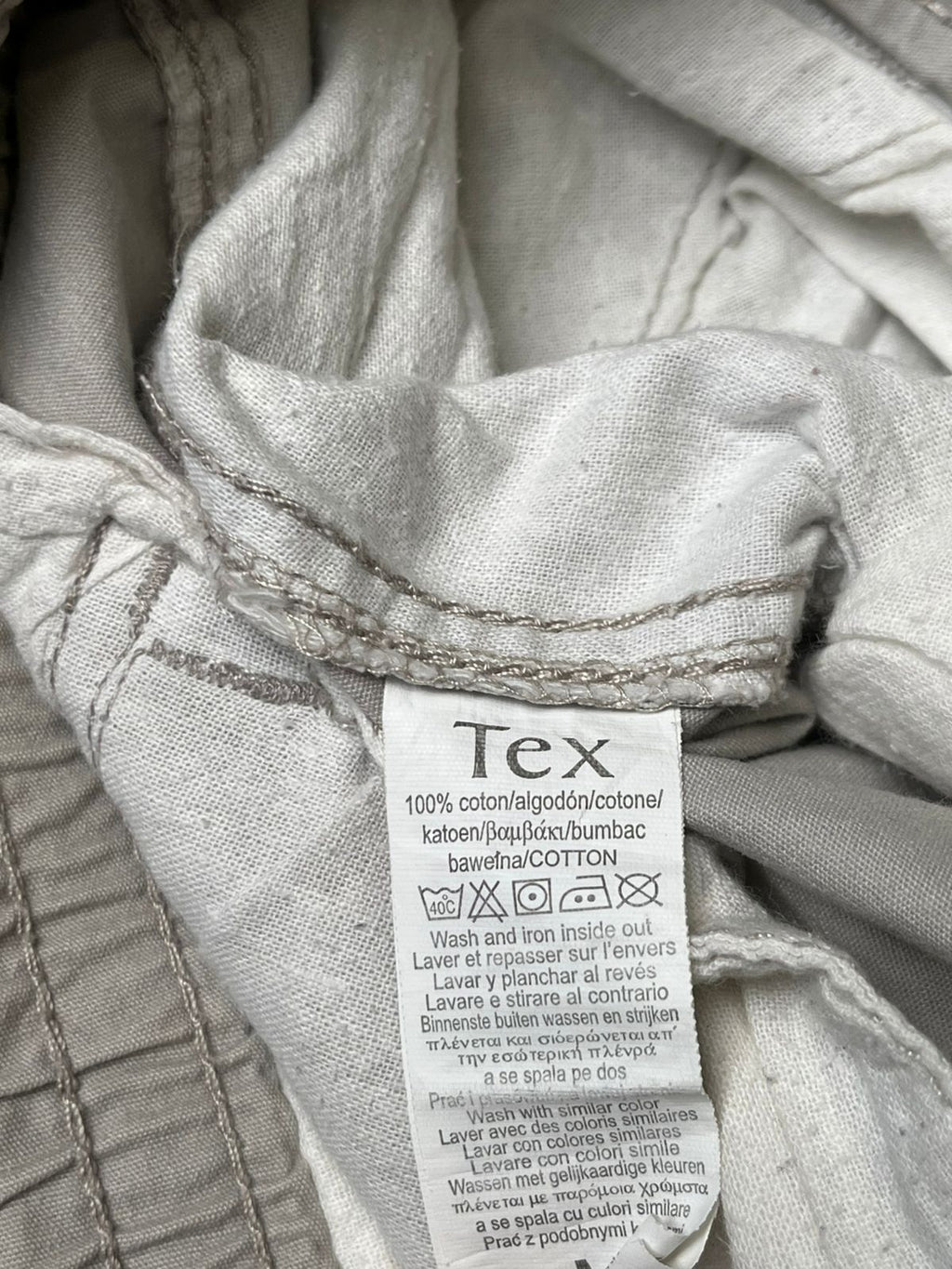 Tex Man Beige Cotton Cargo STRAIGHT FIT PANTS - 32