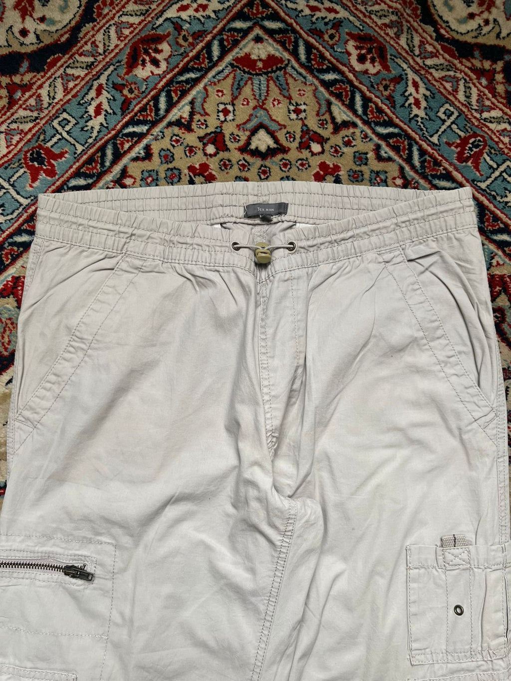 Tex Man Beige Cotton Cargo STRAIGHT FIT PANTS - 32