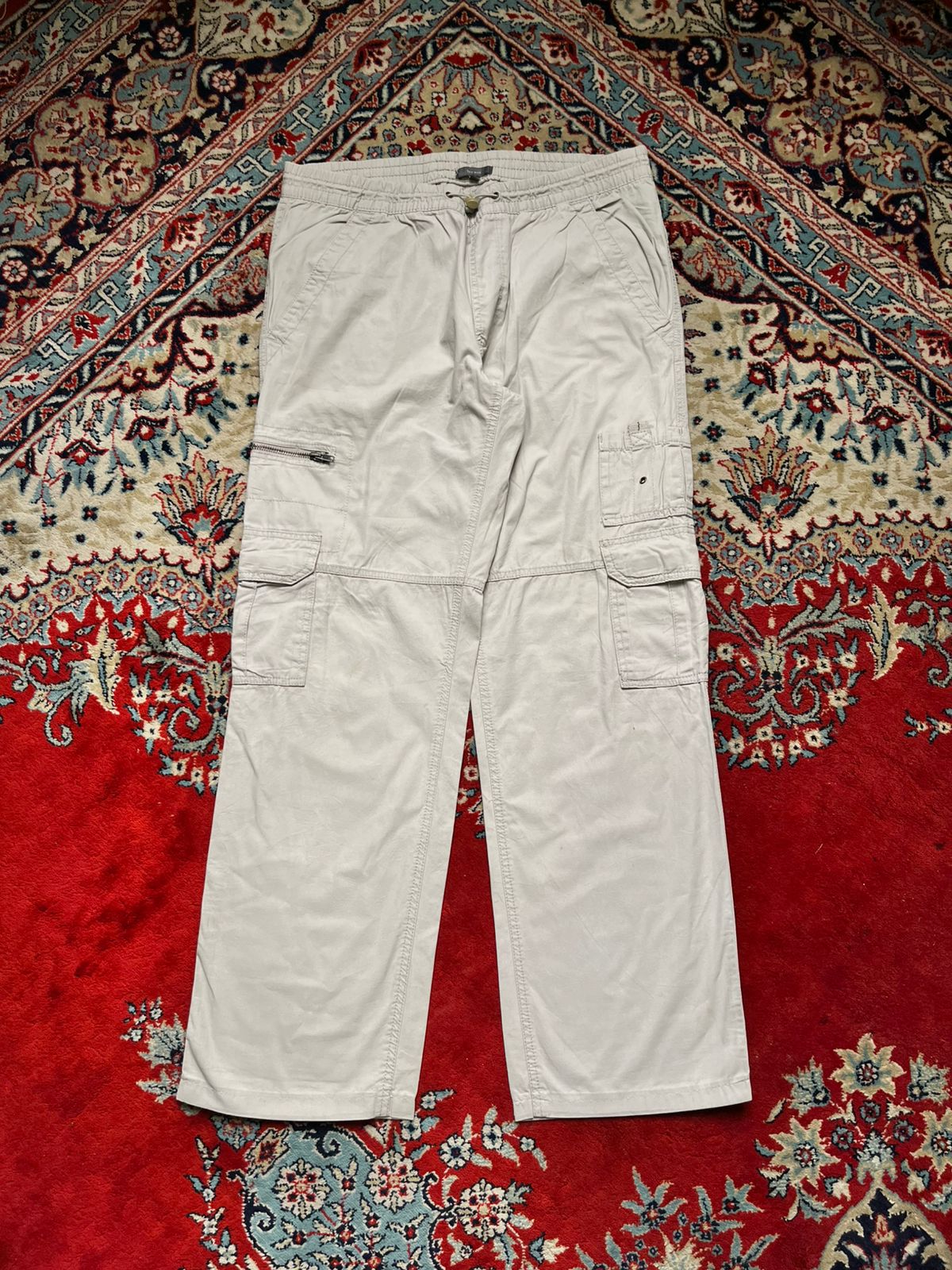 Tex Man Beige Cotton Cargo STRAIGHT FIT PANTS - 32