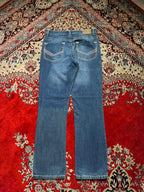 John Devin Thick White Contrast Stitch Bootcut Blue JEANS - 32