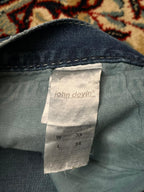 John Devin Thick White Contrast Stitch Bootcut Blue JEANS - 32