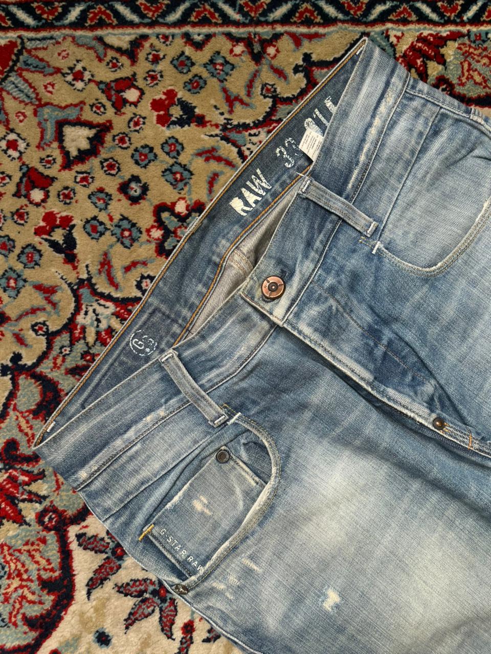 G-Star Raw GS01 3301 Straight Fit Distressed Light WashED JEANS - 30