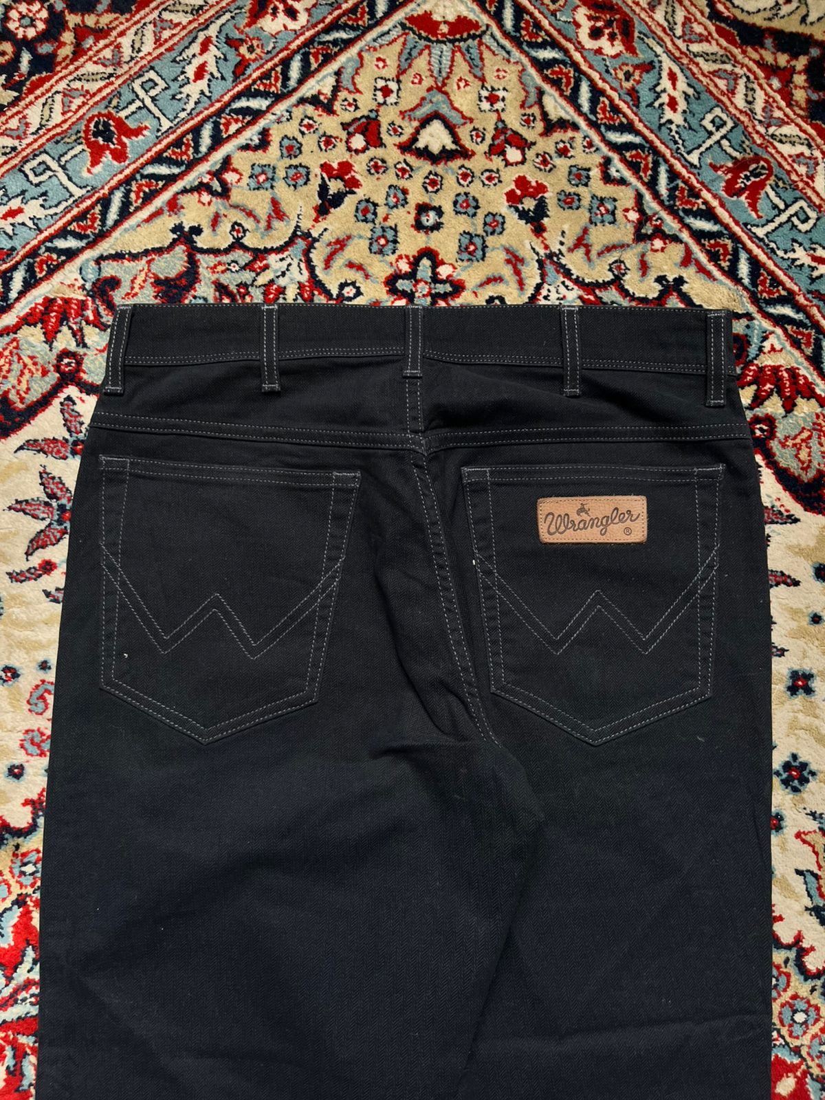 WRANGLER BLACK HERRINGBONE TEXTURE STRAIGHT FIT JEANS - 30