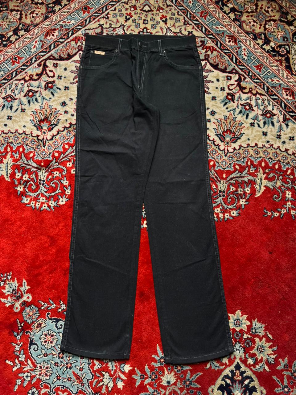 WRANGLER BLACK HERRINGBONE TEXTURE STRAIGHT FIT JEANS - 30