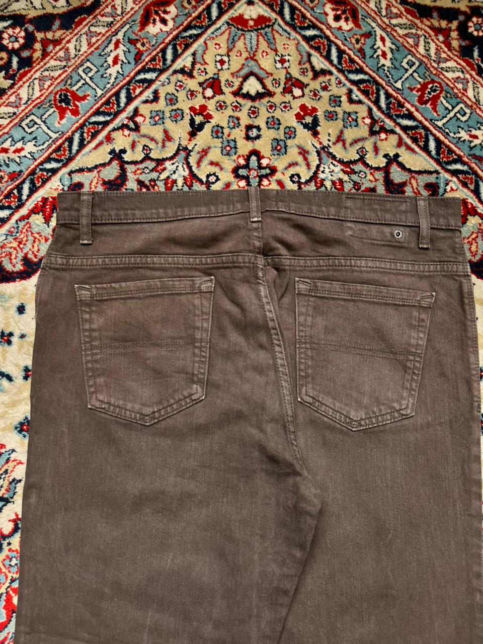 M&S BLUE HARBOUR CHOCOLATE BROWN FADED STRAIGHT FIT PANTS - 36