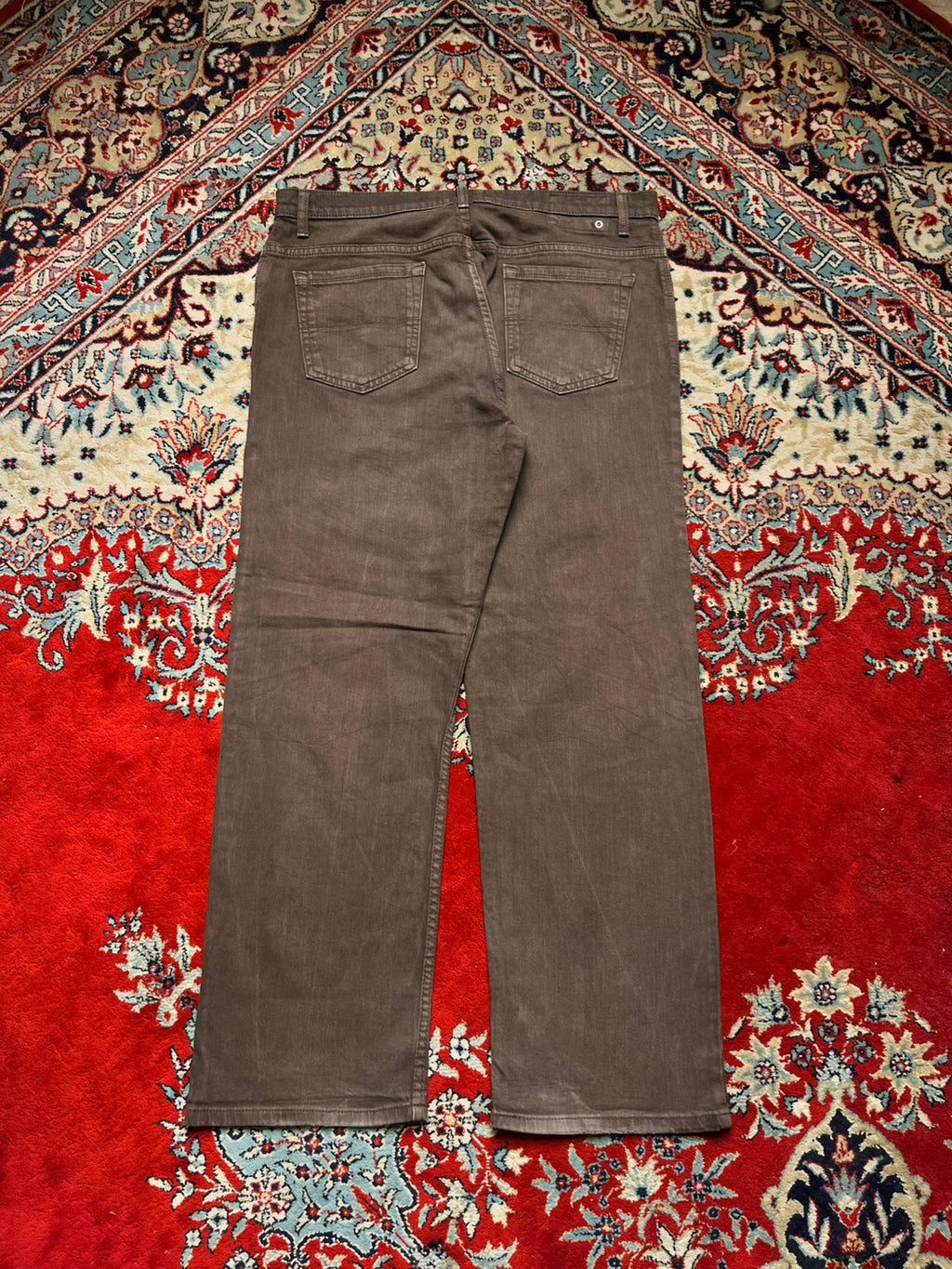 M&S BLUE HARBOUR CHOCOLATE BROWN FADED STRAIGHT FIT PANTS - 36