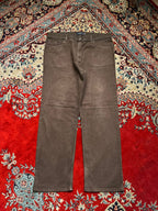 M&S BLUE HARBOUR CHOCOLATE BROWN FADED STRAIGHT FIT PANTS - 36