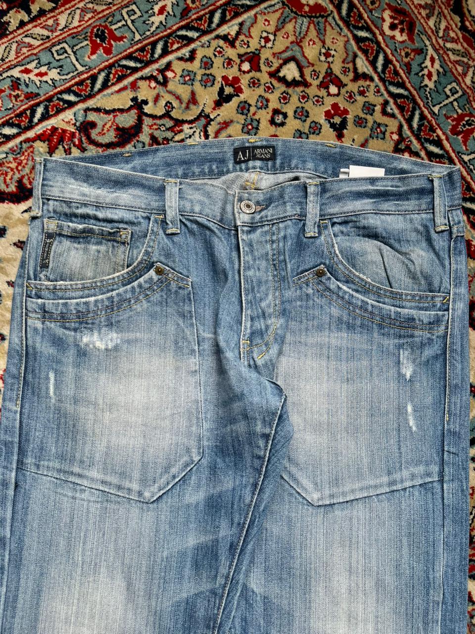 Armani Jeans STRAIGHT FIT Distressed Light WashED JEANS - 36