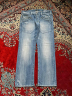 Armani Jeans STRAIGHT FIT Distressed Light WashED JEANS - 36