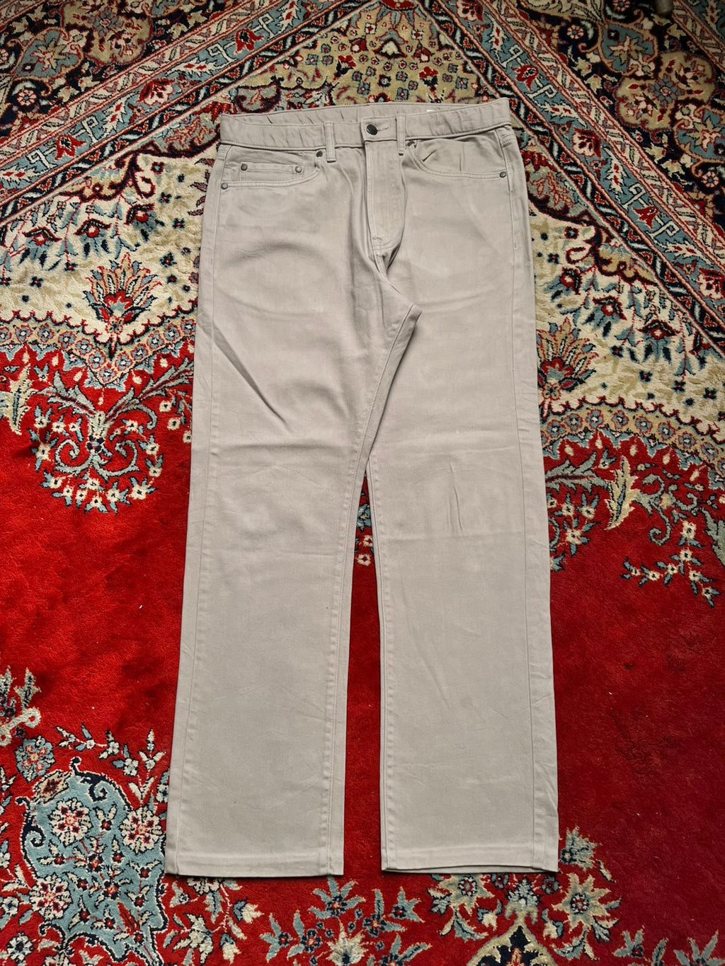 Marks & Spencer M&S Light Stone Casual Straight FIT RIGID Cotton PANTS - 32