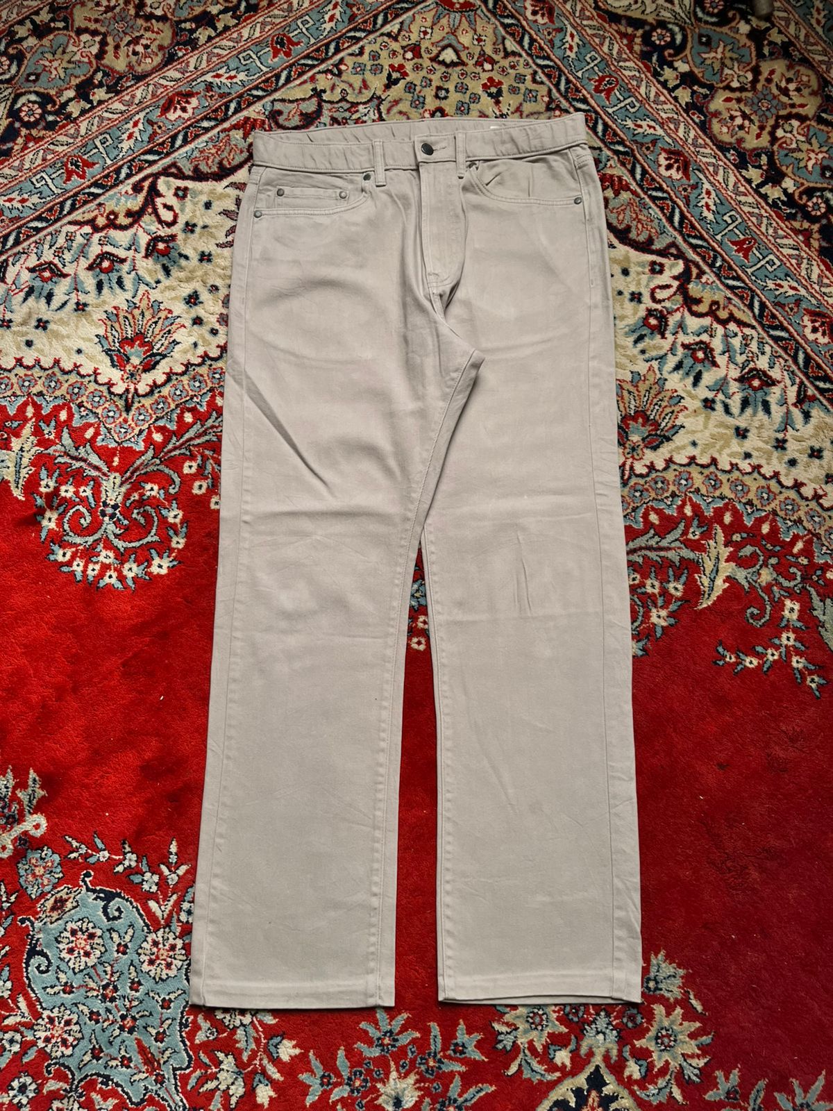 Marks & Spencer M&S Light Stone Casual Straight FIT RIGID Cotton PANTS - 32