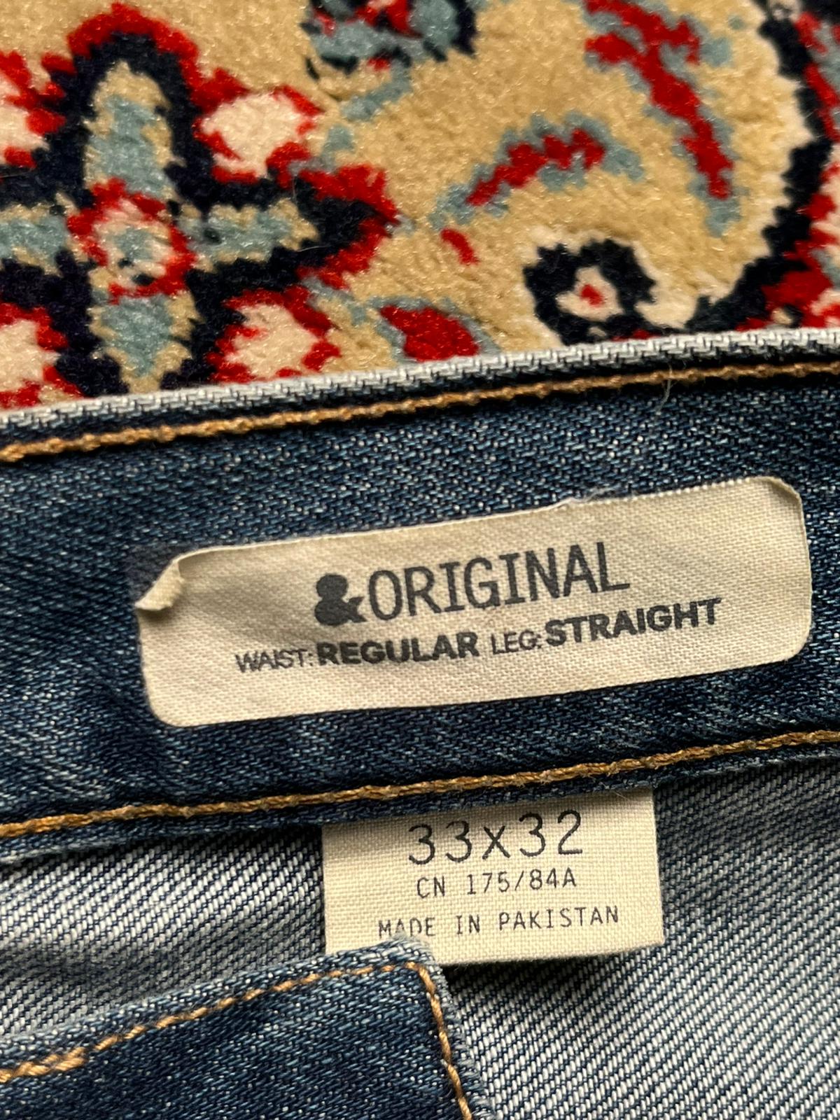 H&M &ORIGINAL Straight FIT Blue JEANS - 32