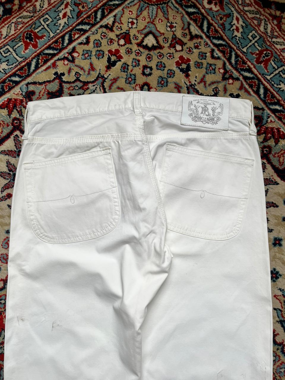 POLO JEANS CO. Ralph Lauren Mercer Carpenter Straight Fit White JEANS - 30