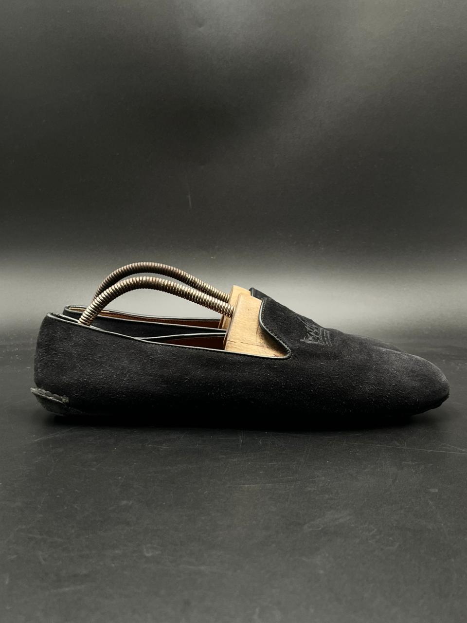 Church's purple-blue Suede Crown Embroidered Prince Albert Formal shoes - 43.5