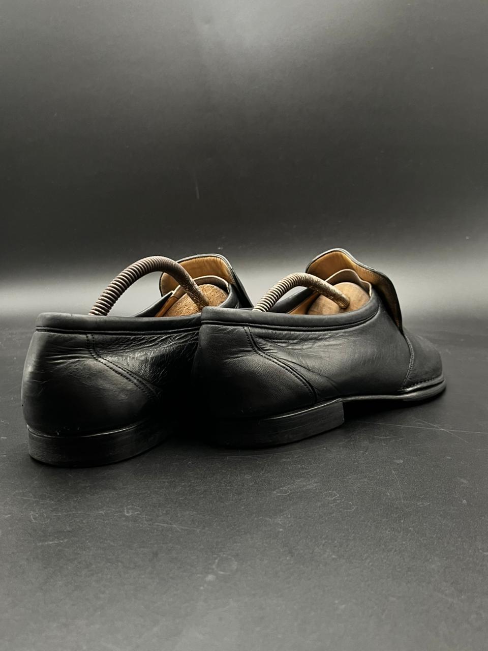 BALLY Switzerland Black Leather Venetian Loafers - 43.5