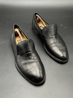 BALLY Switzerland Black Leather Venetian Loafers - 43.5
