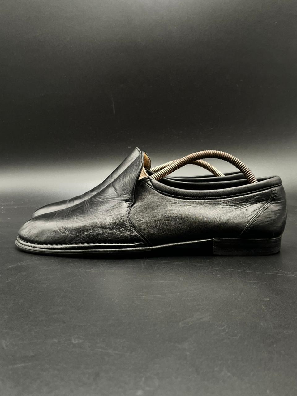 BALLY Switzerland Black Leather Venetian Loafers - 43.5