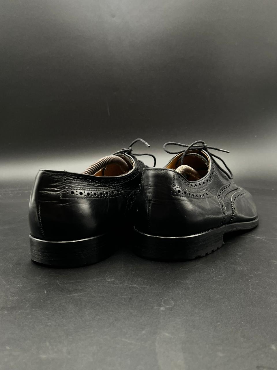 Bentley Black Leather Wingtip Oxford Brogues Lace Up Shoes - 46