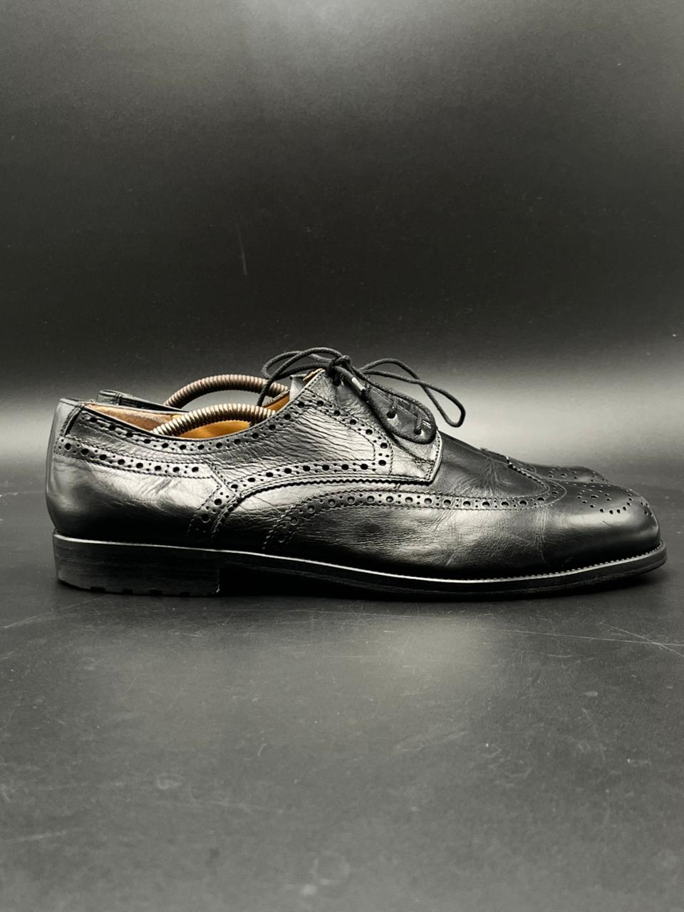 Bentley Black Leather Wingtip Oxford Brogues Lace Up Shoes - 46