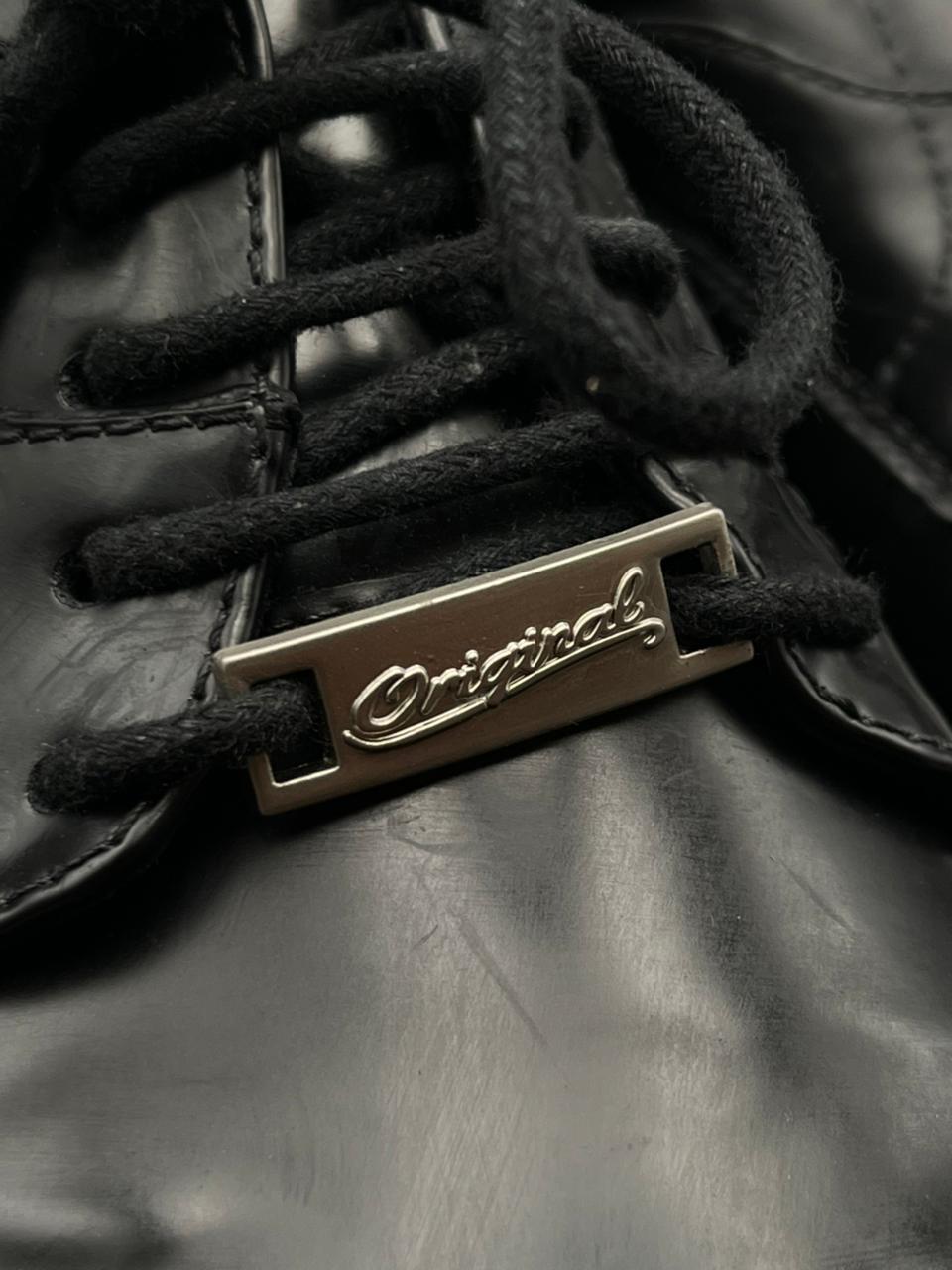 Maden Black Leather Platform Chunky Derbys - 40