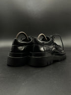 Maden Black Leather Platform Chunky Derbys - 40