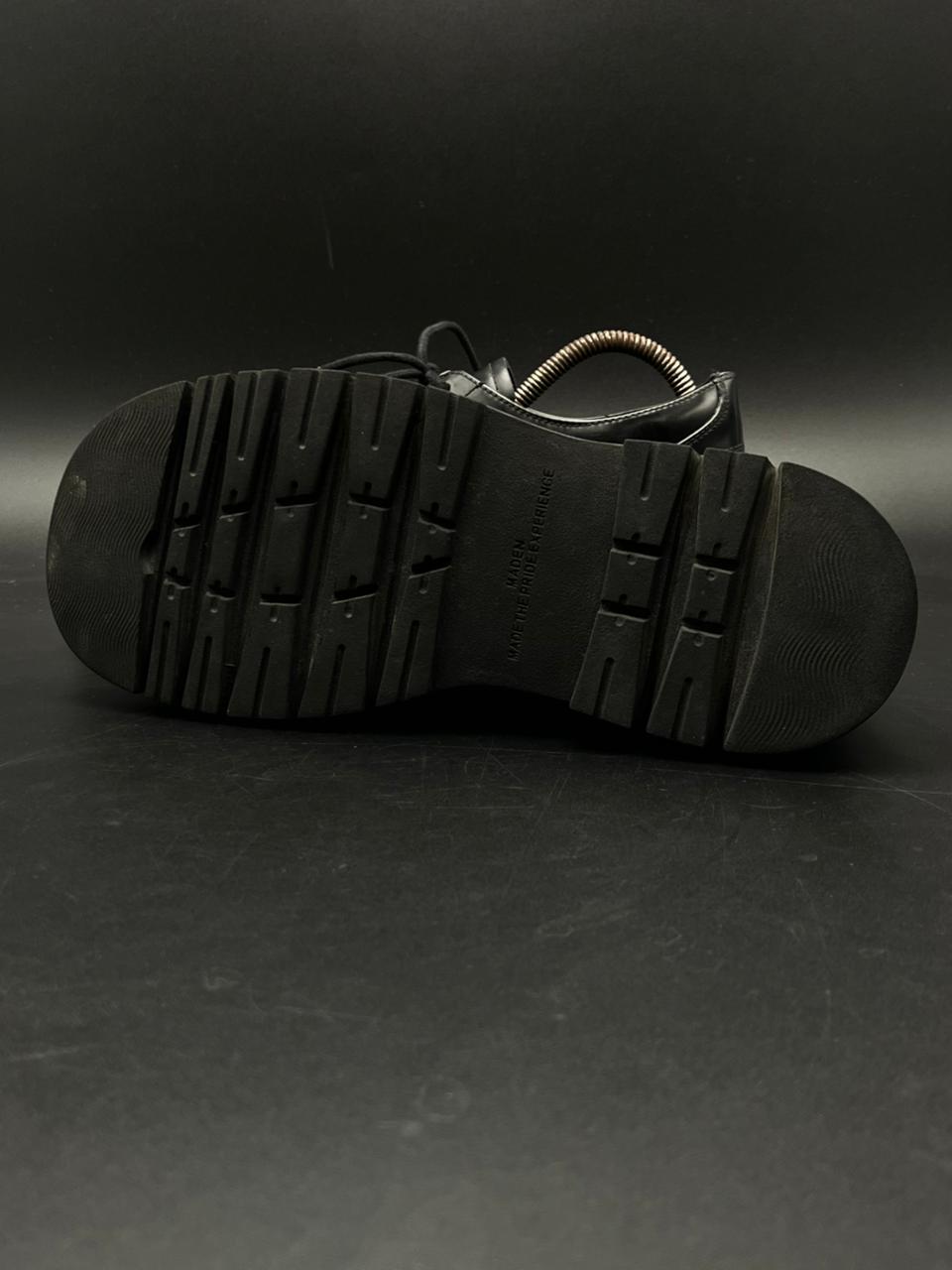 Maden Black Leather Platform Chunky Derbys - 40
