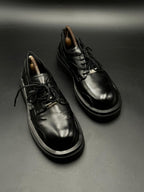 Maden Black Leather Platform Chunky Derbys - 40