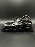 Maden Black Leather Platform Chunky Derbys - 40