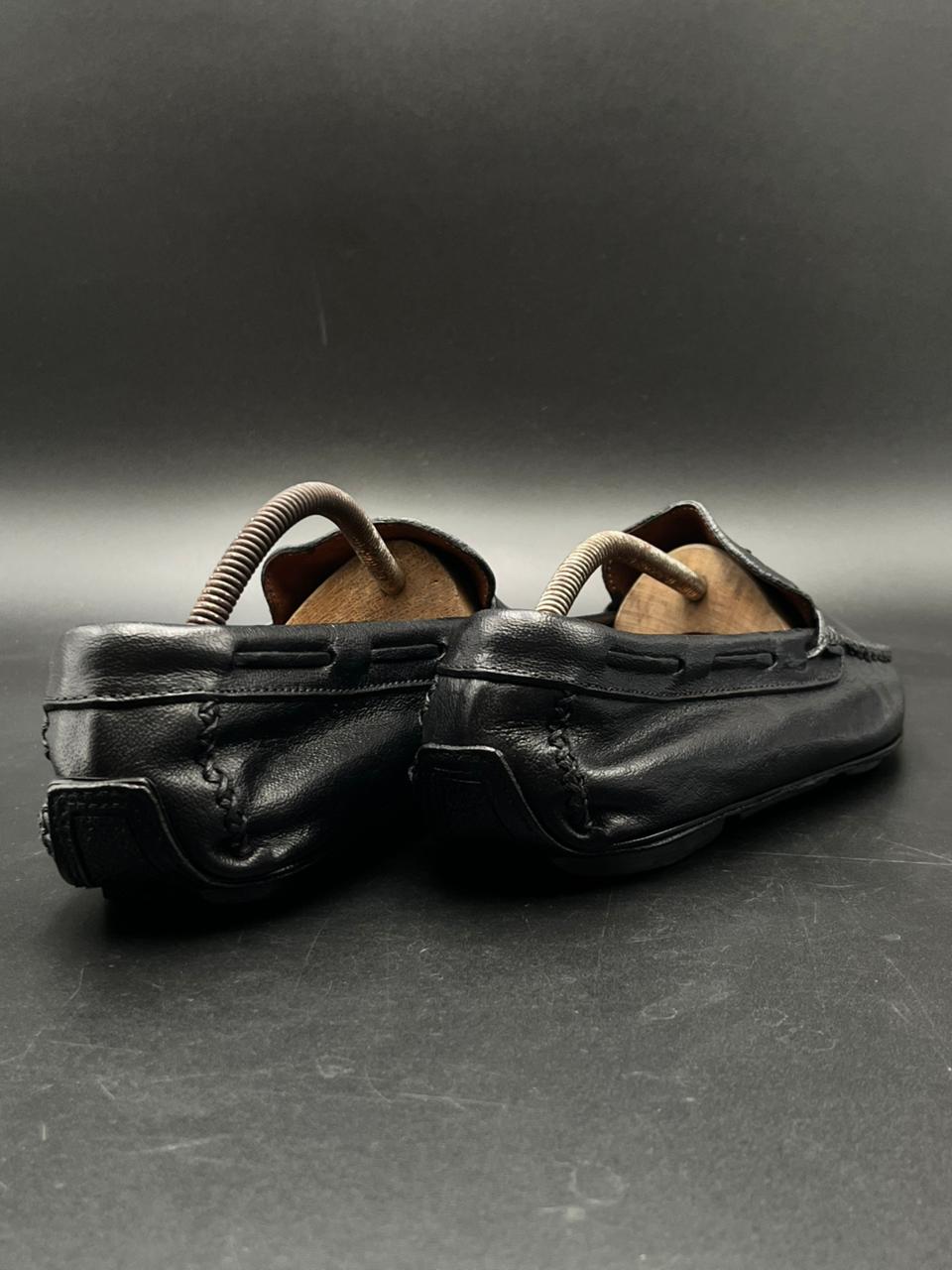 D. Lepori Italian Black Grain Leather Loafers - 43