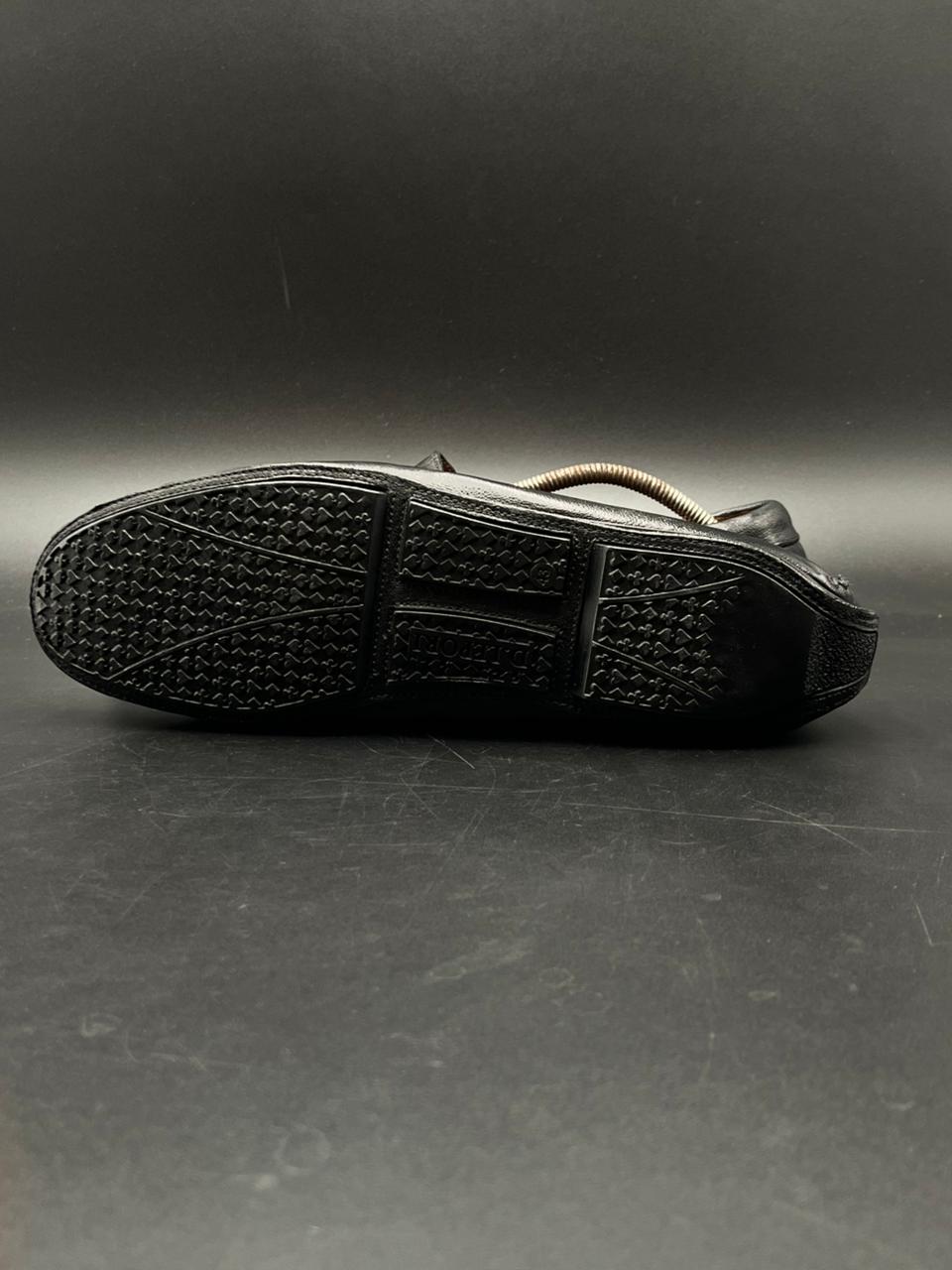 D. Lepori Italian Black Grain Leather Loafers - 43