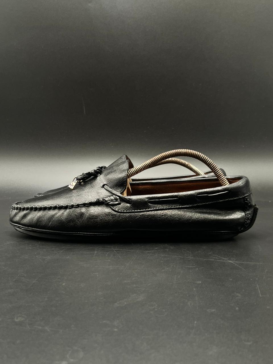 D. Lepori Italian Black Grain Leather Loafers - 43