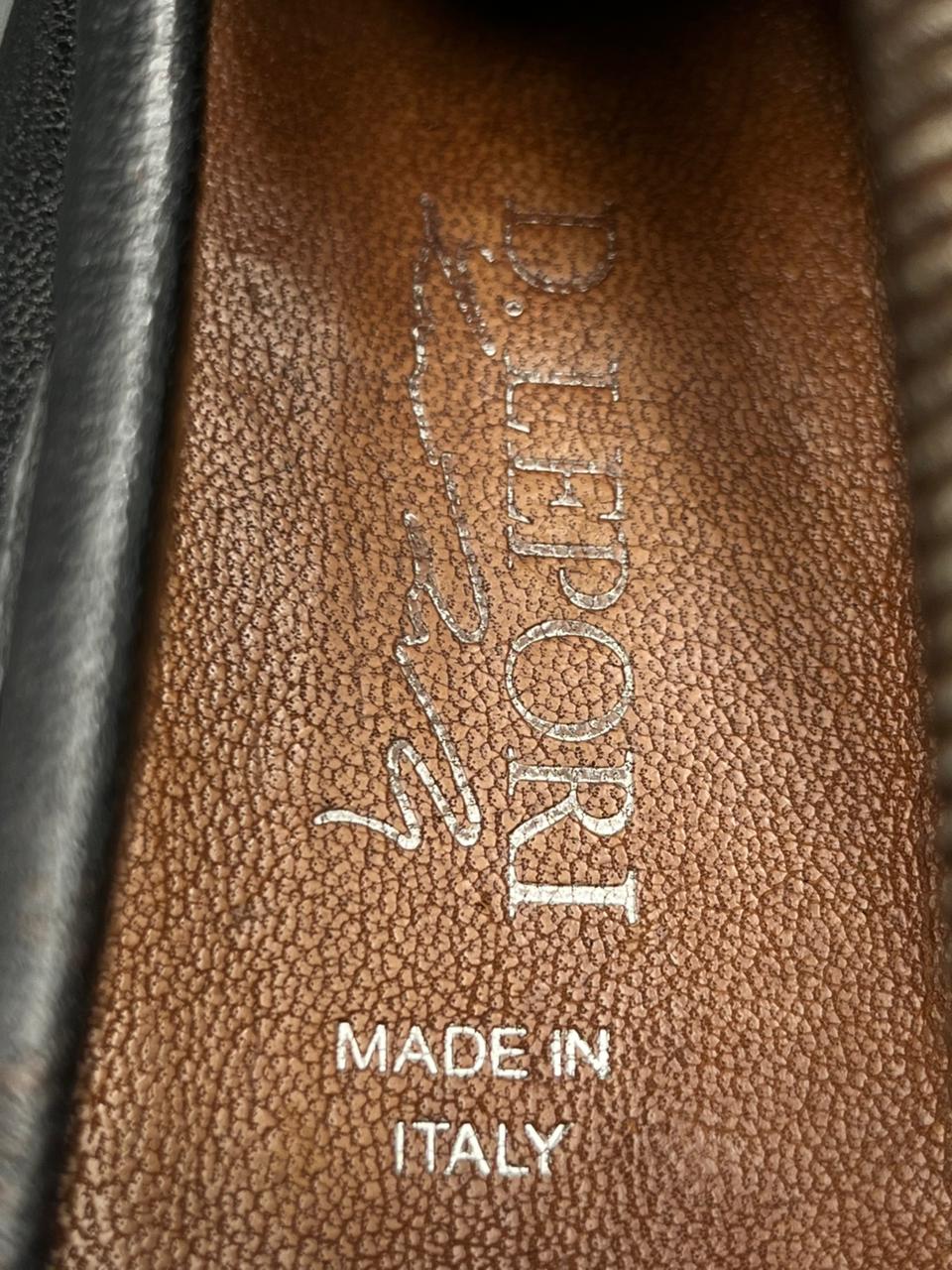 D. Lepori Italian Black Grain Leather Loafers - 43